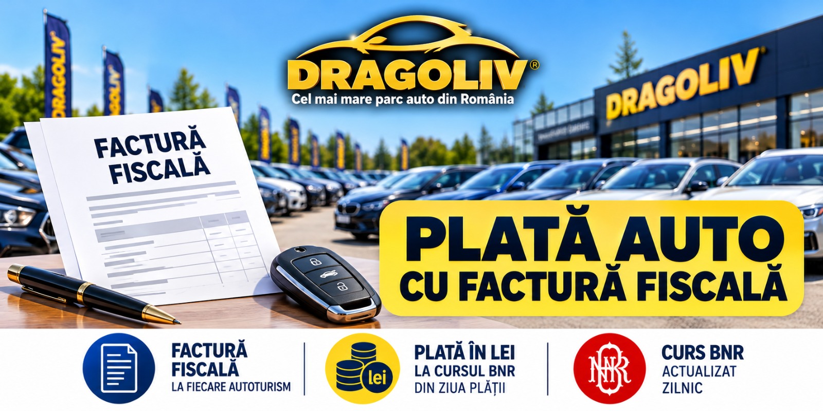 Dragoliv: plată auto cu factură fiscală, în lei, la cursul BNR